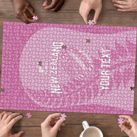 Custom New Zealand Silver Fern Rugby 2025 Puzzle All Black Aotearoa Maori Pink - Polynesian Pride