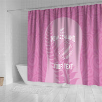 Custom New Zealand Silver Fern Rugby 2025 Shower Curtain All Black Aotearoa Maori Pink