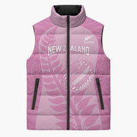Custom New Zealand Silver Fern Rugby 2025 Sleeveless Puffer Jacket All Black Aotearoa Maori Pink - Polynesian Pride