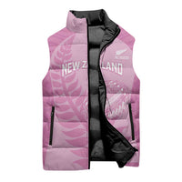 Custom New Zealand Silver Fern Rugby 2025 Sleeveless Puffer Jacket All Black Aotearoa Maori Pink - Polynesian Pride