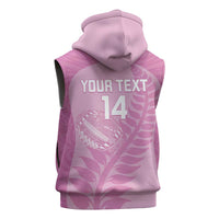 Custom New Zealand Silver Fern Rugby 2025 Sleeveless Zip Hoodie All Black Aotearoa Maori Pink LT14 - Polynesian Pride