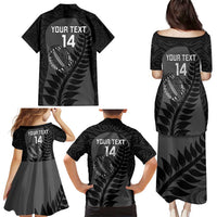 Custom New Zealand Silver Fern Rugby 2025 Family Matching Puletasi and Hawaiian Shirt Go Champions Aotearoa Maori Black