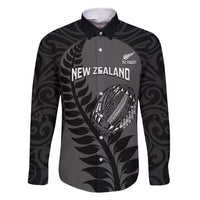 Custom New Zealand Silver Fern Rugby 2025 Family Matching Short Sleeve Bodycon Dress and Hawaiian Shirt Go Champions Aotearoa Maori Black