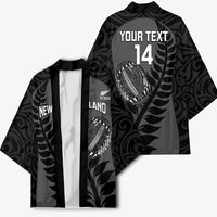 Custom New Zealand Silver Fern Rugby 2025 Kimono Go Champions Aotearoa Maori Black - Polynesian Pride