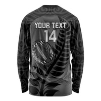 Custom New Zealand Silver Fern Rugby 2025 Long Sleeve Shirt Go Champions Aotearoa Maori Black