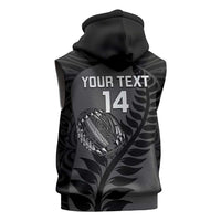 Custom New Zealand Silver Fern Rugby 2025 Sleeveless Hoodie Go Champions Aotearoa Maori Black - Polynesian Pride