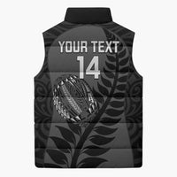 Custom New Zealand Silver Fern Rugby 2025 Sleeveless Puffer Jacket Go Champions Aotearoa Maori Black - Polynesian Pride