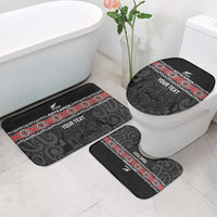 Custom New Zealand Silver Fern Rugby Bathroom Set All Black Maori Taniko Pattern LT14 - Polynesian Pride