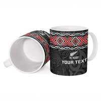 Custom New Zealand Silver Fern Rugby Ceramic Mug All Black Maori Taniko Pattern LT14 - Polynesian Pride