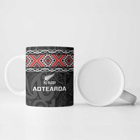 Custom New Zealand Silver Fern Rugby Ceramic Mug All Black Maori Taniko Pattern LT14 - Polynesian Pride