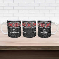 Custom New Zealand Silver Fern Rugby Ceramic Mug All Black Maori Taniko Pattern LT14 - Polynesian Pride