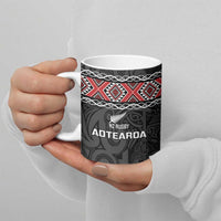 Custom New Zealand Silver Fern Rugby Ceramic Mug All Black Maori Taniko Pattern LT14 - Polynesian Pride