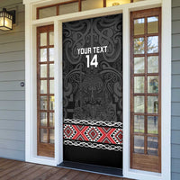 Custom New Zealand Silver Fern Rugby Door Cover All Black Maori Taniko Pattern - Polynesian Pride