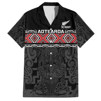 Custom New Zealand Silver Fern Rugby Family Matching Long Sleeve Bodycon Dress and Hawaiian Shirt All Black Maori Taniko Pattern
