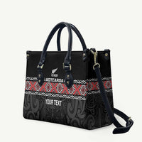 Custom New Zealand Silver Fern Rugby Leather Bag All Black Maori Taniko Pattern - Polynesian Pride