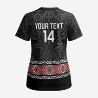 Custom New Zealand Silver Fern Rugby Scrub Top All Black Maori Taniko Pattern LT14 - Polynesian Pride