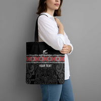 Custom New Zealand Silver Fern Rugby Tote Bag All Black Maori Taniko Pattern - Polynesian Pride