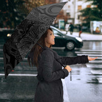 Custom New Zealand Silver Fern Rugby Umbrella All Black Maori Taniko Pattern - Polynesian Pride