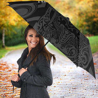 Custom New Zealand Silver Fern Rugby Umbrella All Black Maori Taniko Pattern - Polynesian Pride