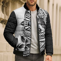 Philippines Eagle Sun Bomber Puffer Jacket Filipino Agila Polynesian Tattoo Black Color