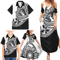 Philippines Eagle Sun Family Matching Summer Maxi Dress and Hawaiian Shirt Filipino Agila Polynesian Tattoo Black Color