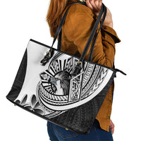 Philippines Eagle Sun Leather Tote Bag Filipino Agila Polynesian Tattoo Black Color LT14 - Polynesian Pride