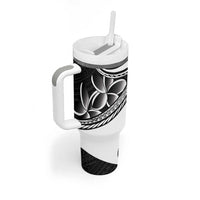 Philippines Eagle Sun Tumbler With Handle Filipino Agila Polynesian Tattoo Black Color