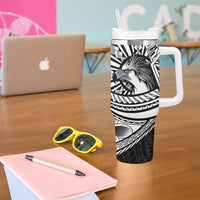 Philippines Eagle Sun Tumbler With Handle Filipino Agila Polynesian Tattoo Black Color