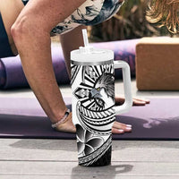 Philippines Eagle Sun Tumbler With Handle Filipino Agila Polynesian Tattoo Black Color