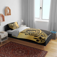 Philippines Eagle Sun Bedding Set Filipino Agila Polynesian Tattoo Gold Color