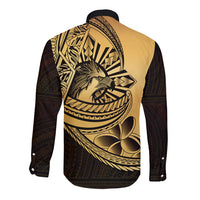 Philippines Eagle Sun Long Sleeve Button Shirt Filipino Agila Polynesian Tattoo Gold Color