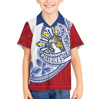 Philippines Eagle Sun Family Matching Tank Maxi Dress and Hawaiian Shirt Filipino Agila Polynesian Tattoo Flag Color