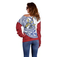 Philippines Eagle Sun Off Shoulder Sweater Filipino Agila Polynesian Tattoo Flag Color