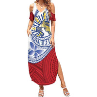Philippines Eagle Sun Summer Maxi Dress Filipino Agila Polynesian Tattoo Flag Color