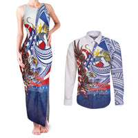Filipino American History Month Couples Matching Tank Maxi Dress and Long Sleeve Button Shirt Philippines Agila USA Eagle Mix Flag