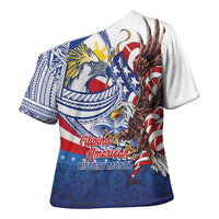 Filipino American History Month Cross Shoulder Shirt Philippines Agila USA Eagle Mix Flag LT14 - Polynesian Pride