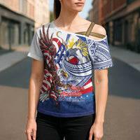 Filipino American History Month Cross Shoulder Shirt Philippines Agila USA Eagle Mix Flag LT14 - Polynesian Pride