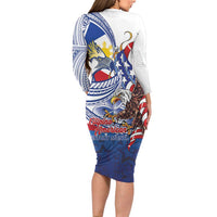 Filipino American History Month Family Matching Long Sleeve Bodycon Dress and Hawaiian Shirt Philippines Agila USA Eagle Mix Flag