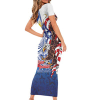 Filipino American History Month Family Matching Short Sleeve Bodycon Dress and Hawaiian Shirt Philippines Agila USA Eagle Mix Flag