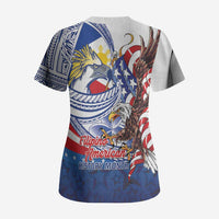 Filipino American History Month Scrub Top Philippines Agila USA Eagle Mix Flag LT14 - Polynesian Pride