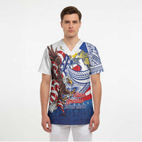 Filipino American History Month Scrub Top Philippines Agila USA Eagle Mix Flag LT14 - Polynesian Pride