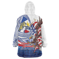 Filipino American History Month Wearable Blanket Hoodie Philippines Agila USA Eagle Mix Flag
