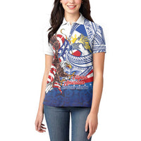 Filipino American History Month Women Polo Shirt Philippines Agila USA Eagle Mix Flag