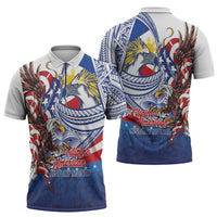 Filipino American History Month Zipper Polo Shirt Philippines Agila USA Eagle Mix Flag