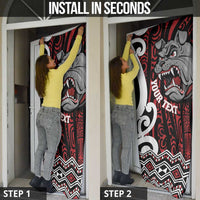 Personalised Aotearoa Bulldog Door Cover New Zealand Maori Taniko Art - Polynesian Pride