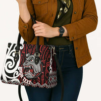 Personalised Aotearoa Bulldog Leather Bag New Zealand Maori Taniko Art - Polynesian Pride