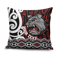 Personalised Aotearoa Bulldog Pillow Cover New Zealand Maori Taniko Art - Polynesian Pride