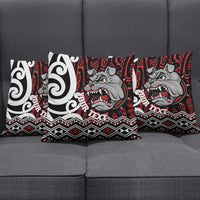 Personalised Aotearoa Bulldog Pillow Cover New Zealand Maori Taniko Art - Polynesian Pride