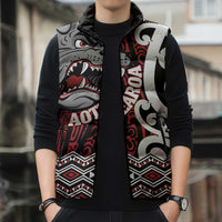 Personalised Aotearoa Bulldog Sleeveless Puffer Jacket New Zealand Maori Taniko Art - Polynesian Pride