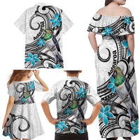 Aotearoa Te Ika-a-Maui Family Matching Off Shoulder Maxi Dress and Hawaiian Shirt South Island Kekeru Maori Koru